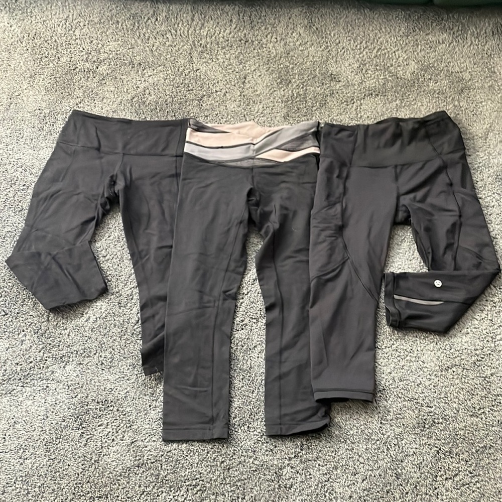 3 PAIRS LULULEMON crop leggings size 4